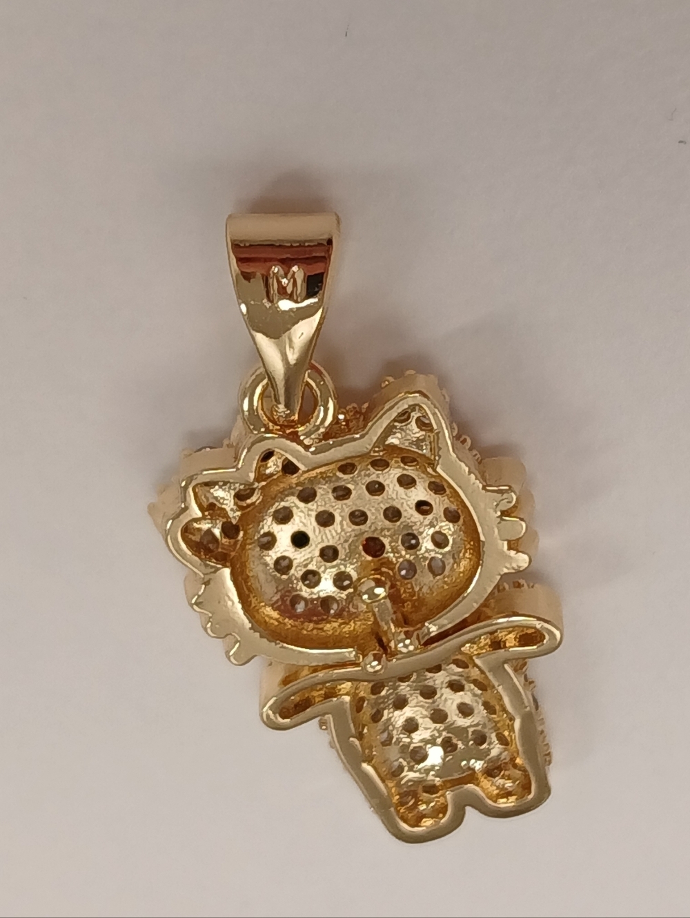 NEW! Micro 18k Gold Filled Crystal Hello Kitty Swivel Pendant Necklace Charm - Picture 5 of 6